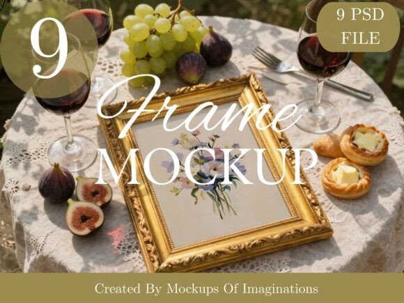 Download 9 Vintage Gold Frame Mockup Bundle - Frame mockup Collection