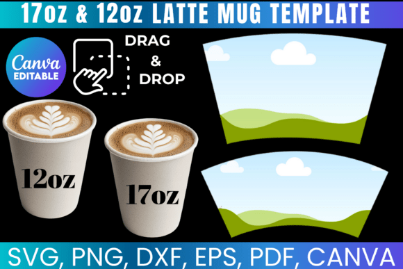 Download 17oz and 12oz Latte Mug Template - Premium Bundle