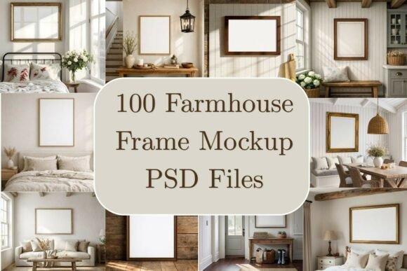 Download 100 Farmhouse Wood Frame Mockup Bundle - Frame mockup Collection