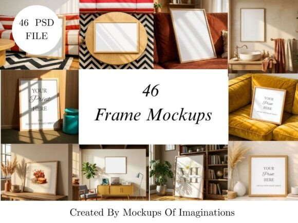 Download 46 Oak Wood Frame Mockup Bundle - Frame mockup Collection